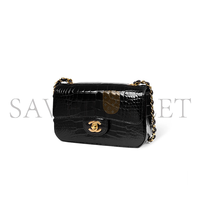 CHANEL MASTER MINI ALLIGATOR FLAP BAG IN BLACK (20*12*6cm)